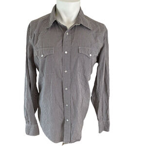 Tommy Hilfiger Snap Button Black & White Button Down Size Large